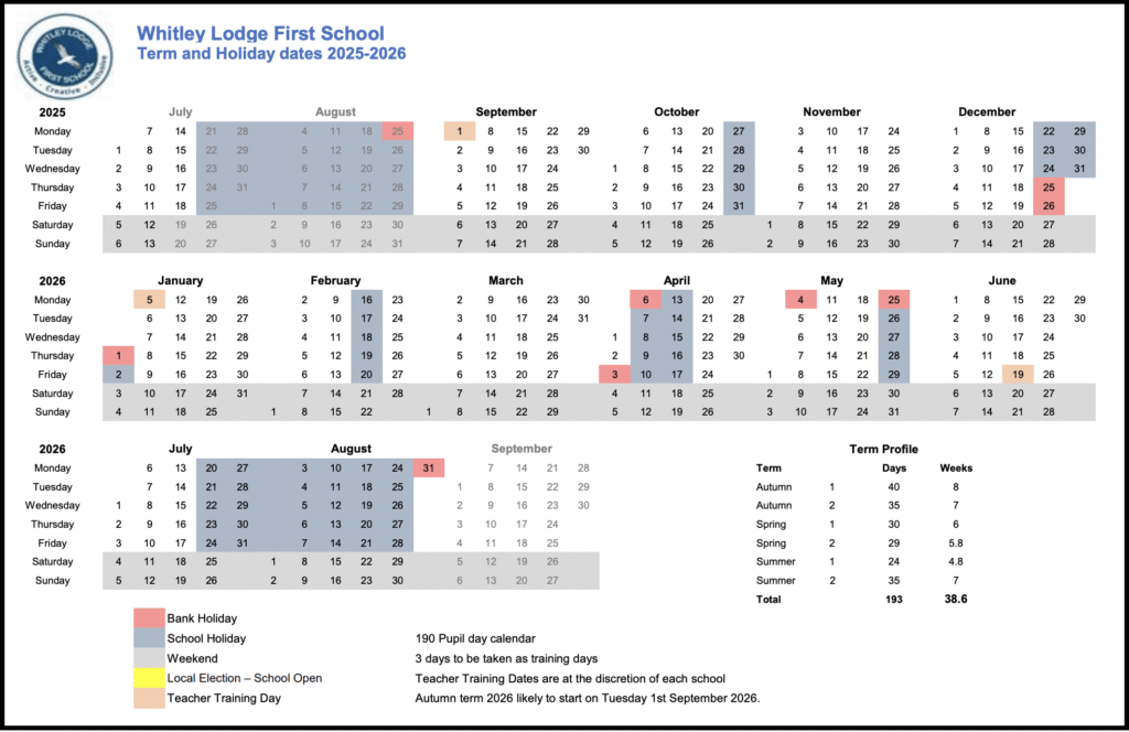 Term Dates - Whitley Lodge First School